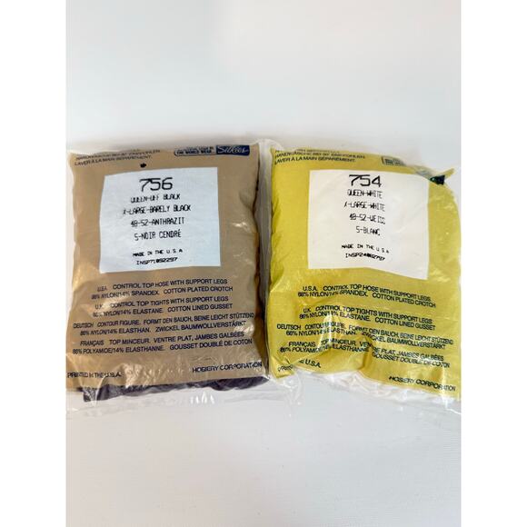 Silkies Set of 2 Panty Hose White and Black Ladies Queen XL New In Pack USA Made - Picture 3 of 5